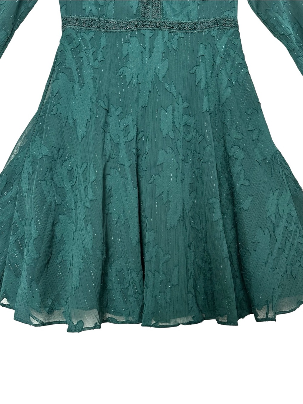 Ever New Emerald Green Floral Mesh Mini Dress Burnout Sheer Skater Fairycore Ren - Picture 6 of 14